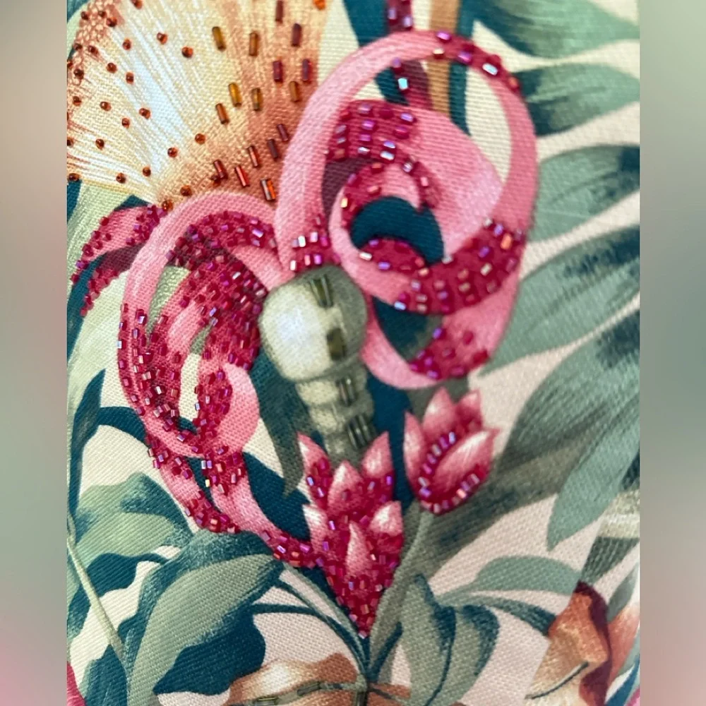 Ultra Dress Collection Tropical Floral Midi Dress in Green, Pink, Gold - Picture 3 of 16